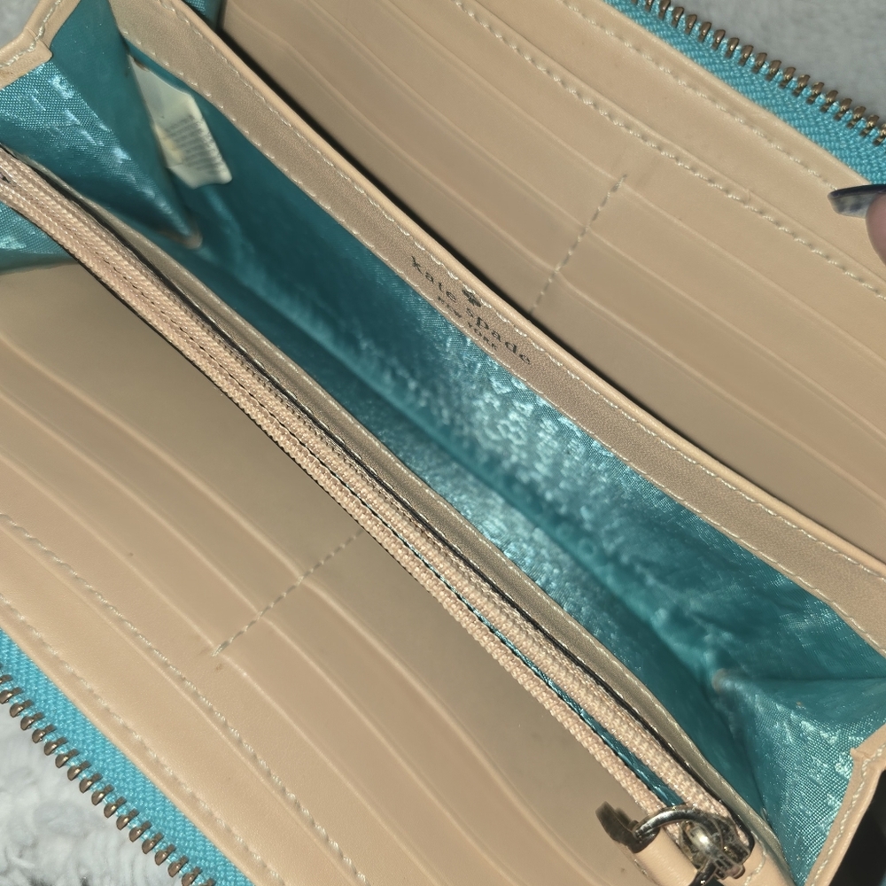 Kate Spade Turq. Blue Leather Zip Wallet - Picture 3 of 4